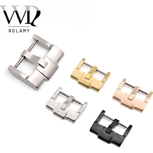 Rolamy 18mm Hot Wholesale New Silver Brushed Gold Polished Stainless Steel High quality Pin Watch Buckle Clasp without logo