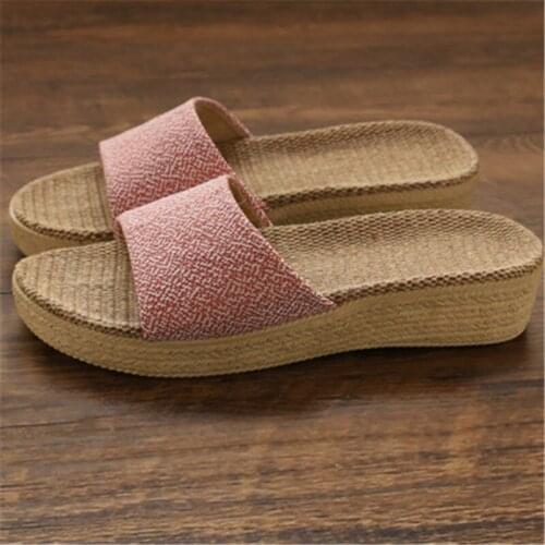 Summer Platform Wedges Sandals 2021 Rattan Weave Women Shoes Open Toe Cane Hemp Rope Slippers High Heels Slides