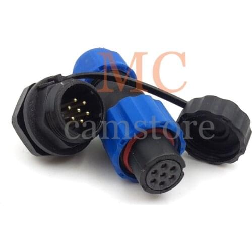 SD13 7 PINS Military LED circular push pull plastic waterproof connector, IP68 plug socket for 4-6mm cable, LED connector