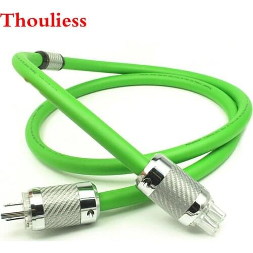Thouliess 8N Silver Plated 6cores US/EU Power Cable Audio Speaker AC Power Cord with Carbon Fiber US/EU Power Plug Connector