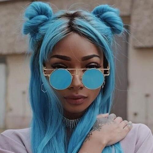 Retro Fashion Oversized Sunglasses For Men Alloy Gothic Steampunk Black Sun Glasses Mirror Round Vintage Eyewear UV400