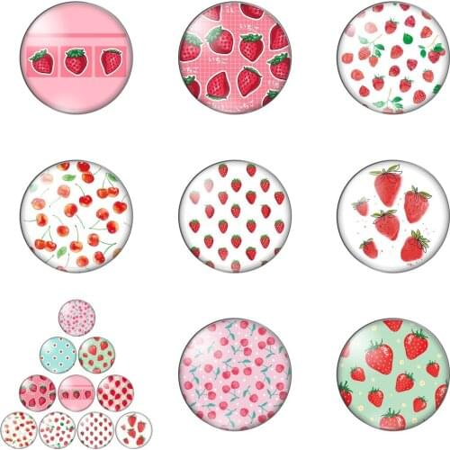 Strawberry Red Fresh Fruit Delicious Round Photo Glass Cabochon Demo Flat Back Making Findings Handmade DIY Accessories
