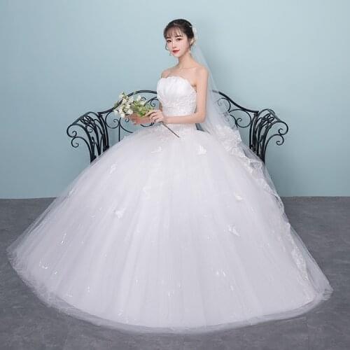Train wedding dress bride ball gowns 2020 new princess bra simple lace up plus size wedding dresses tail dresses