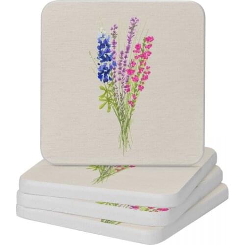 Subtle Bi Pride Flowers Diatomite Square Round Shape Coaster Non Slip Cup Bonsai Mat Soap Toothbrush Pad Wholesale Diameter 10cm