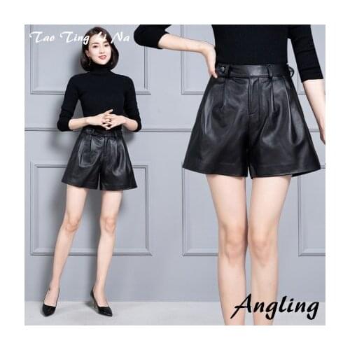 Top brand New 2020 Women Real Genuine Sheep Leather Shorts KS67 high quality