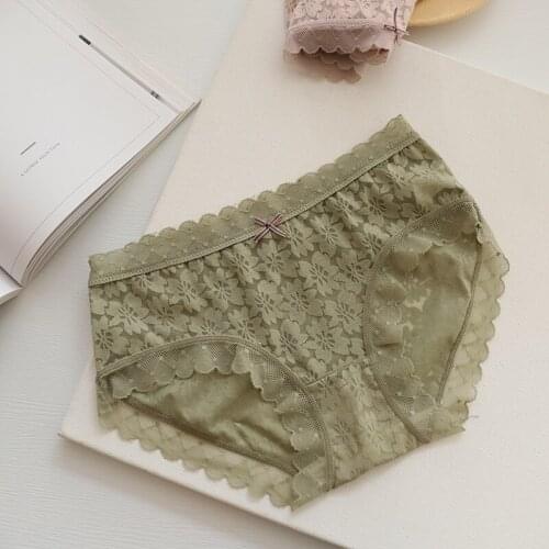 Sexy lace Seamless Panties women Summer fresh cozy Mid-rise underwear beautiful flower briefs women N395