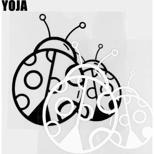 YOJA 17.5×17.7CM Two Ladybirds Vinyl Decal Cartoon Pattern Animals Car Stickers Black/Silver 19C-0481