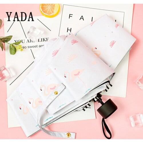 YADA 8K Ultralight Mini Pocket Umbrellas Rain Five Folding Clear Animal Pink Bird Umbrellas For Womens Windproof Umbrella YS889