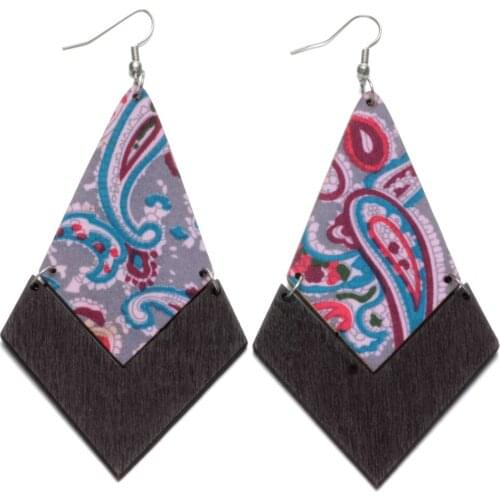 ES0230 New arrivals latest Geometry Rhombus Design Wood Earrings For women Jewelry Dangle Drop Earrings