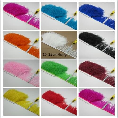 1 Meter/lot Multi Color Long Ostrich Feather Plumes Fringe trim10-12cm Feather Boa Stripe for Party Clothing Accessories GPD8194
