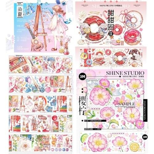 1 Loop Masking Tape Doughnut Cherry Lemon Bright Face Pet Shine Journal Planner Paper Collage