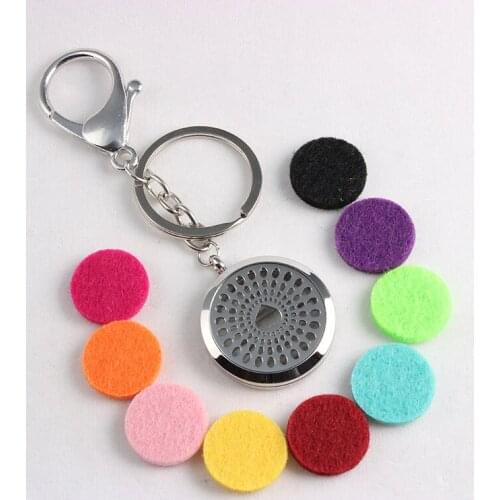 Heart Aromatherapy Essential Oils Diffuser Locket Keychain Screw Stainless Steel Diffuser Locket Keychains Keyrings 10PCS