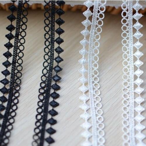 2 Meters/lot Width 1.9cm Beautiful Black White Lace Fabric High Quality Lace Trim Ribbon DIY Embroidered For Sewing Decoration