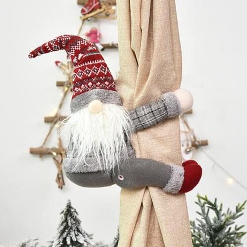 2021 christmas decorations Xmas Santa Gnome Curtain Tieback Holdback Drape Holder Window Home Party Decor navidad рождество