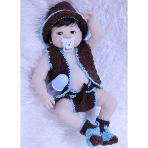 23'' bebe alive reborn menino bonecas Lifelike Reborn Baby Doll boy Full Body Vinyl Silicone soft BJD doll child gift