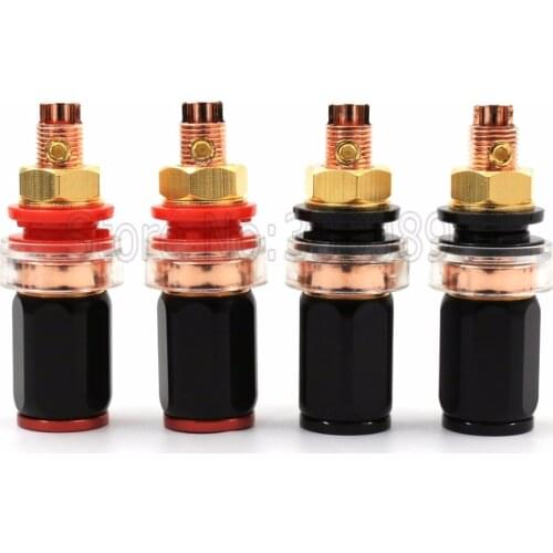4pcs FP-803(C) style Red Copper Plated Speaker Terminal Binding Post Socket