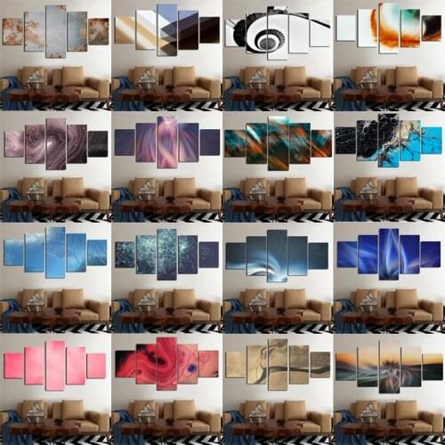 5 Pieces Canvas Painting HD Abstract Art Colorful Swirl Poster Decoration For Living Room Hotel Corridor Convention Center Wall