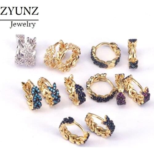 6 Pairs, Trendy Jewelry Gold Color CZ Round Hoop Earrings Charm Earrings Wedding Party Gifts