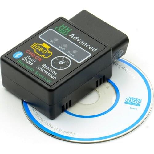 New Design HH OBD Advanced MINI ELM327 v2.1 Black Bluetooth OBD2 Car CAN Wireless Adapter Scanner Tool