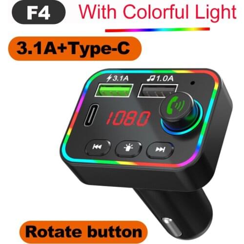 F4 Car Bluetooth 5.0 Mp3 Player FM Transmitter Handsfree Audio Receiver 3.1A Dual USB Fast Charger Support TF/U Disk