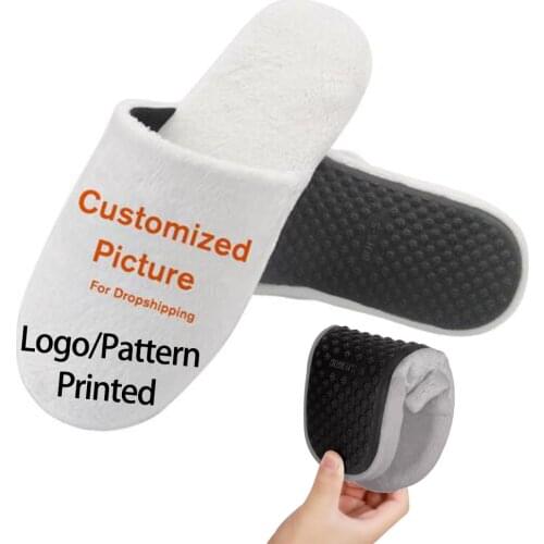 NOISYDESIGNS Custom Image/Logo Couple Printed Indoor Shoes Winter Women Slippers Bedroom House Warm Non-Slip Slides Unisex
