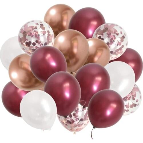 Burgundy Confetti Balloons Metallic Maroon - Wine Color Balloons for Wedding Bridal Shower Birthday Anniversary Party Decoration