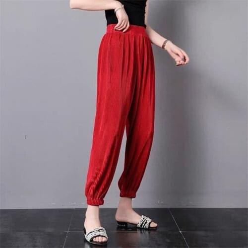 New Women Ankle-Length Trousers 2021 Summer Casual Pants 8 Color Loose Fitness Running Sporting Clothing Plus Size M-6XL 7XL