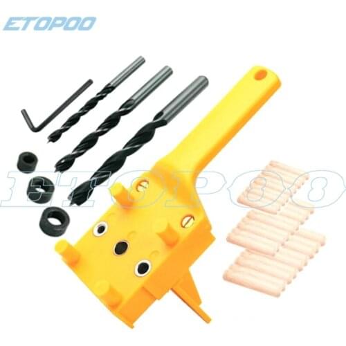 Quick Wood Doweling Jig ABS Plastic Handheld Pocket Hole Jig System 6/8/10mm Drill Bit Hole Puncher