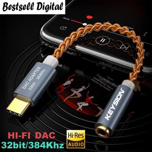 HD Digital Decoder USB DAC Hi-Res Type C to 3.5mm Headphone Amplifier Adapter for Android Phone PC Mac Hi-Fi Audio Cable