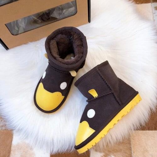 2021 Fashion children new genuine leather cartoon snow boots winter warm Boys Girls animal non-slip cute snow boots Kid shoes
