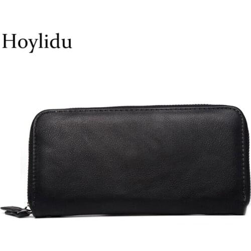 New Business Men Wallet Long Style Zipper PU Leather Large Capacity Bifold Mutifunction Clutch Purse With Card Holder Handbag