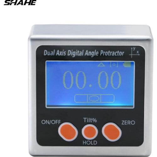 SHAHE Dual axis Digital Inclinometer with one sides magnets Aluminum Alloy Electronic Protractor Digital Angle Gauge Bevel Box