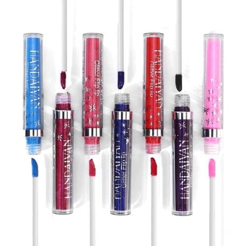 HANDAIYAN 7pcs/set Waterproof Lip Gloss Plumper Laser Lip Tint Glitter Lipstick Pigment Makeup Beauty Cosmetics Gift