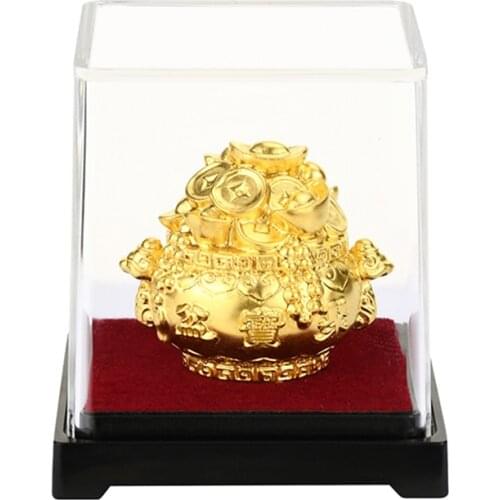 Chinese Treasure Bowl Feng shui Decor Lucky Wealth Jubaopen Treasure Bowl Statue Tabletop Ornaments Gold Foil Crafts Home Decor