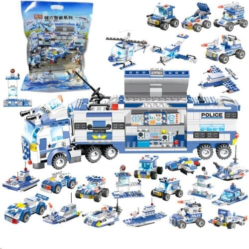 762Pcs City Police Aircraft Car Robot Building Blocks Set SWAT Compatible LegoINGs Playmobil Creator Assembly Educational Toys