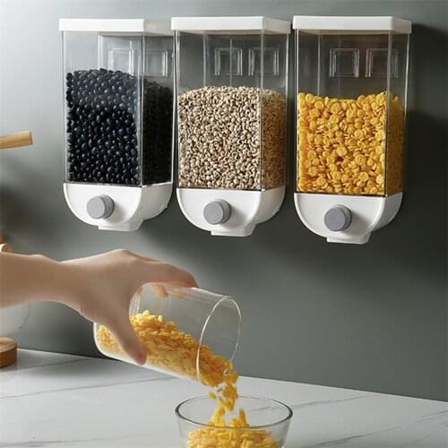 1000/1500ml Grain Storage Box Wall Mounted Tank Cereal Bean Rice Container Oatmeal Dispenser Home Creative Storage Box