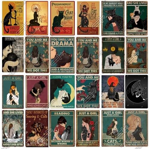 Cat and Girl,You and Me We Got This Metal Tin Sign Plate for Kithchen Shed House Sweet Home Decoration Wall gift for cat lover