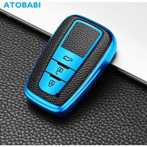 TPU Leather Car Key Cover For Toyota Camry Prius Corolla C-HR CHR RAV4 Avalon Land Cruiser Prado 2018 2019 2020 Remote Fob Case