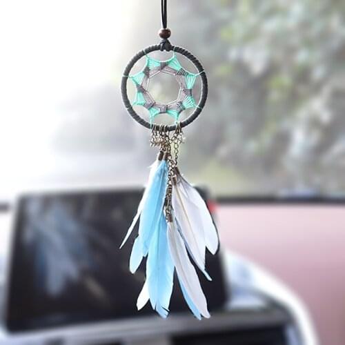 Dream Catcher Car Pendants In Auto Accessory Interior Lucky Home Decor Feather Car Mirror Hanging Ornaments Chain Girls Gifts