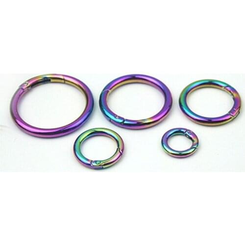 12/19/25/32/38 mm Rainbow Spring Metal O Ring Buckle Carabiner Snap Clip Keychain Clasp DIY Clothes Bags Accessories