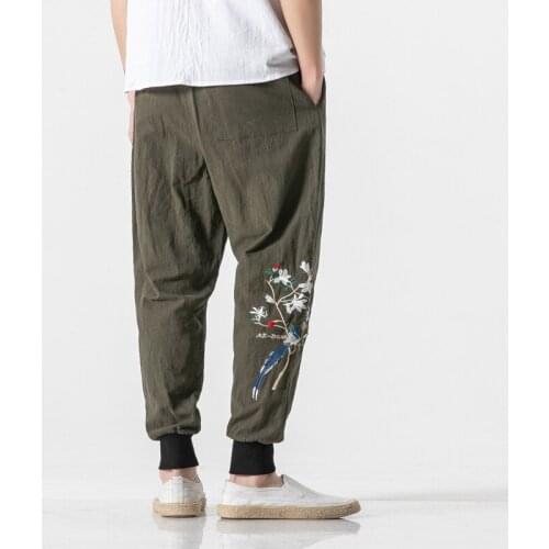 Men Embroidery Joggers Pants 2019 Man Pants Male Black Casual Track Pants Plus Size