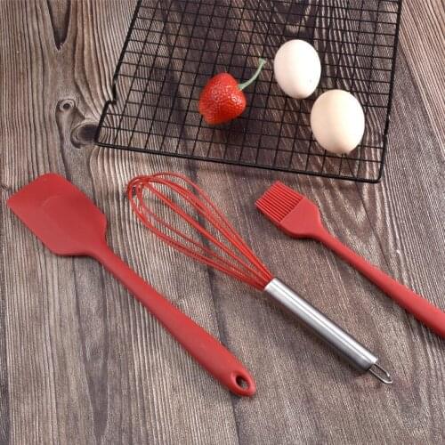 Kapmore 3Pcs Silicone Baking Tools Set Non-Stick Pastry Brush Egg Whisk Baking Spatula DIY Baking Tools Accessories Cake Making