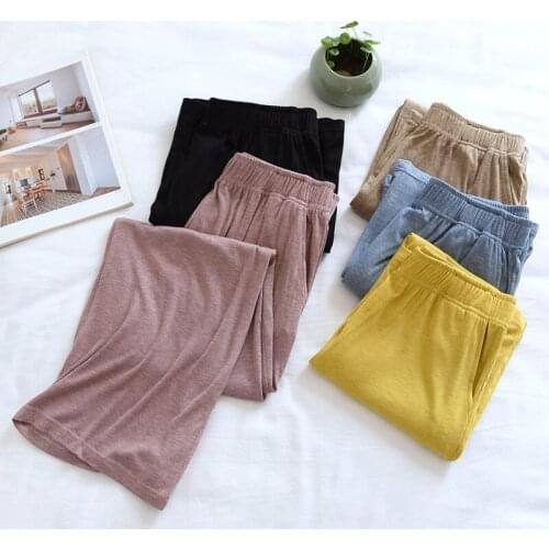 Spring Summer New Elastic Sleeping Women, Straight Loose, Can Be Worn Outside, Soft Cropped Trousers, Summer Casual Home Pajamas