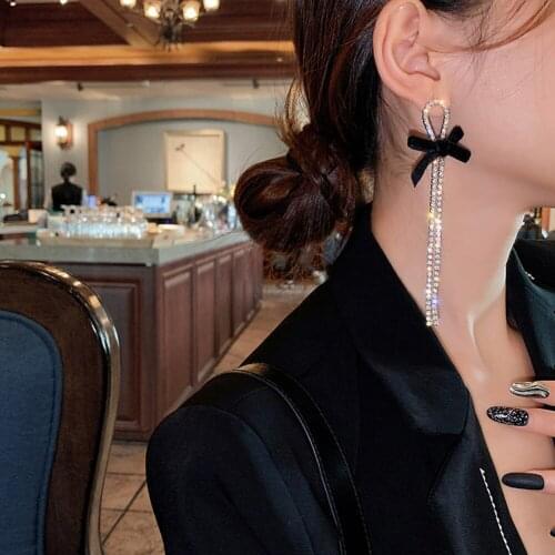 New Arrival Metal Trendy Black Red Bow Dangle Earrings For Women Students Fashion Metal Party Pendiente Gift Jewelry