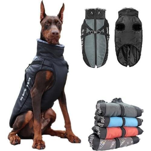 Clothes For Large Dogs Waterproof Big Dog Vest Jacket Autumn Winter Warm Fur Collar Pet Dog Coat For French Bulldog Wilma Dog