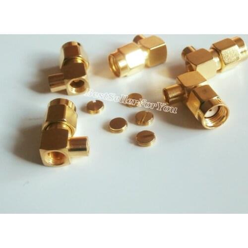 10Pcs RP-SMA Male Right Angle Solder Semi-rigid RG402 0.141" RF Connector