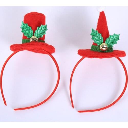 1pc Christmas Red Top Hat Headbands Creative Santa Claus Hat Headwear New Year Kids Little Gifts Xmas Christmas Hair Accessories
