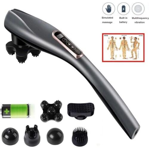 Handheld Back Massager Cordless Neck Massager with 6 Massage Nodes Body Massager for Back Pain Relief and Muscle Relax