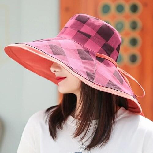 Lataid ins Wind Double Face Fisherman Hat Women Summer Big Em Hat Face Sun Hat Fashion Track Corp Shor Hat Free Shipping