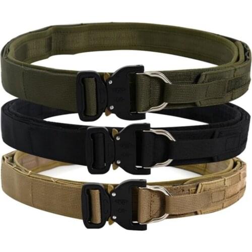 Tactical 3.8cm Waist Belt Army Special Force Double Layer Heavy Duty Belt 125CM Length Outdoor Military Belt Hunting Accessories